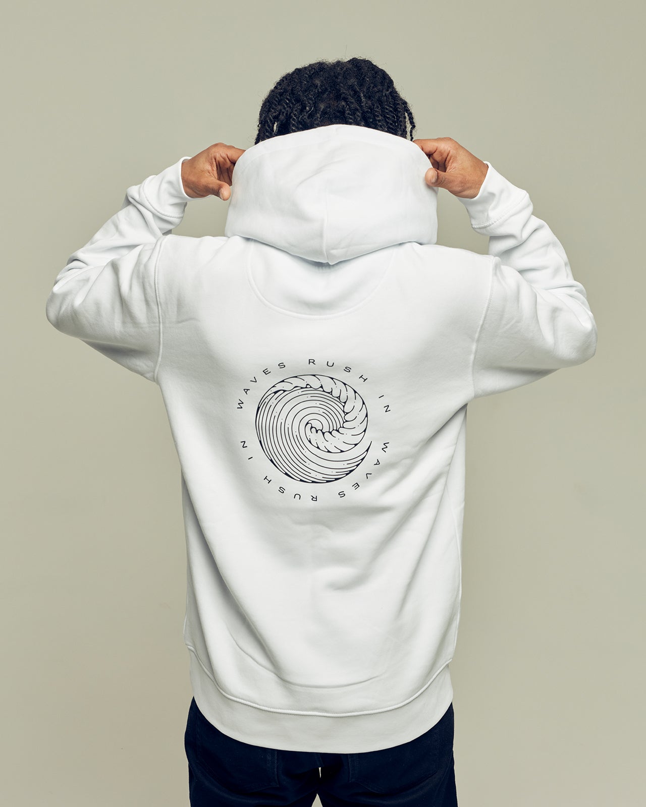 WAVES RUSH IN brushed organic cotton unisex hoodie