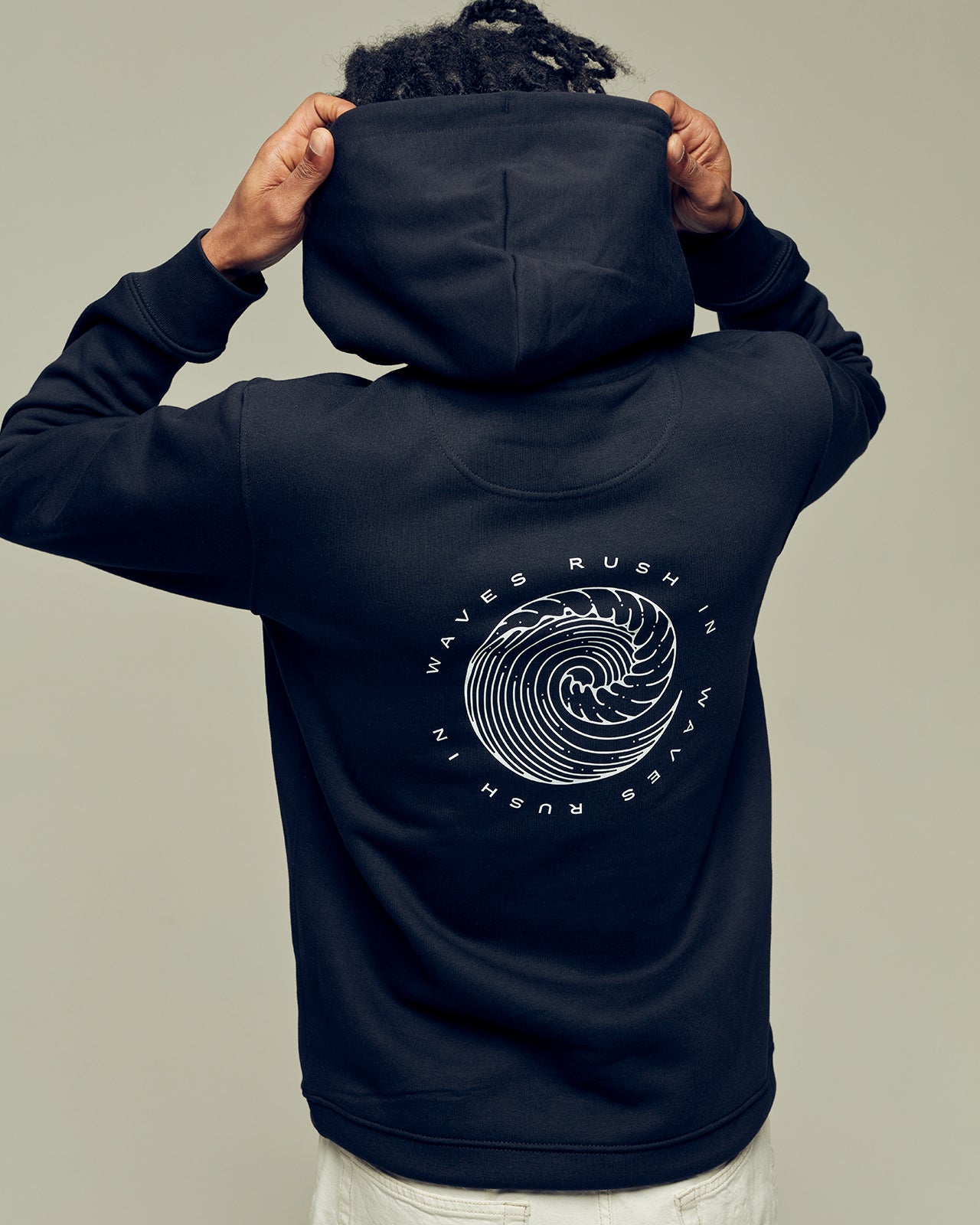WAVES RUSH IN brushed organic cotton unisex hoodie