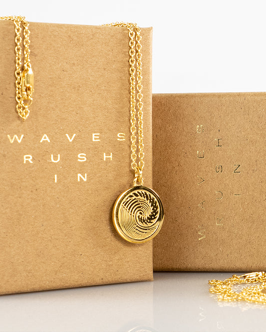 'Waves Rush In' Hand-Crafted Necklace, Gold Plated