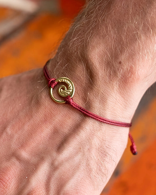 'Waves Rush In' Hand Crafted Bracelet, Braided Lace & Brass