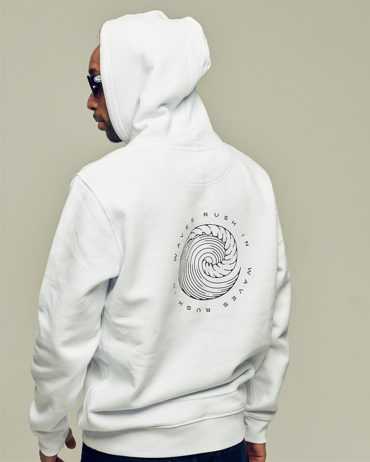 WAVES RUSH IN brushed organic cotton unisex hoodie